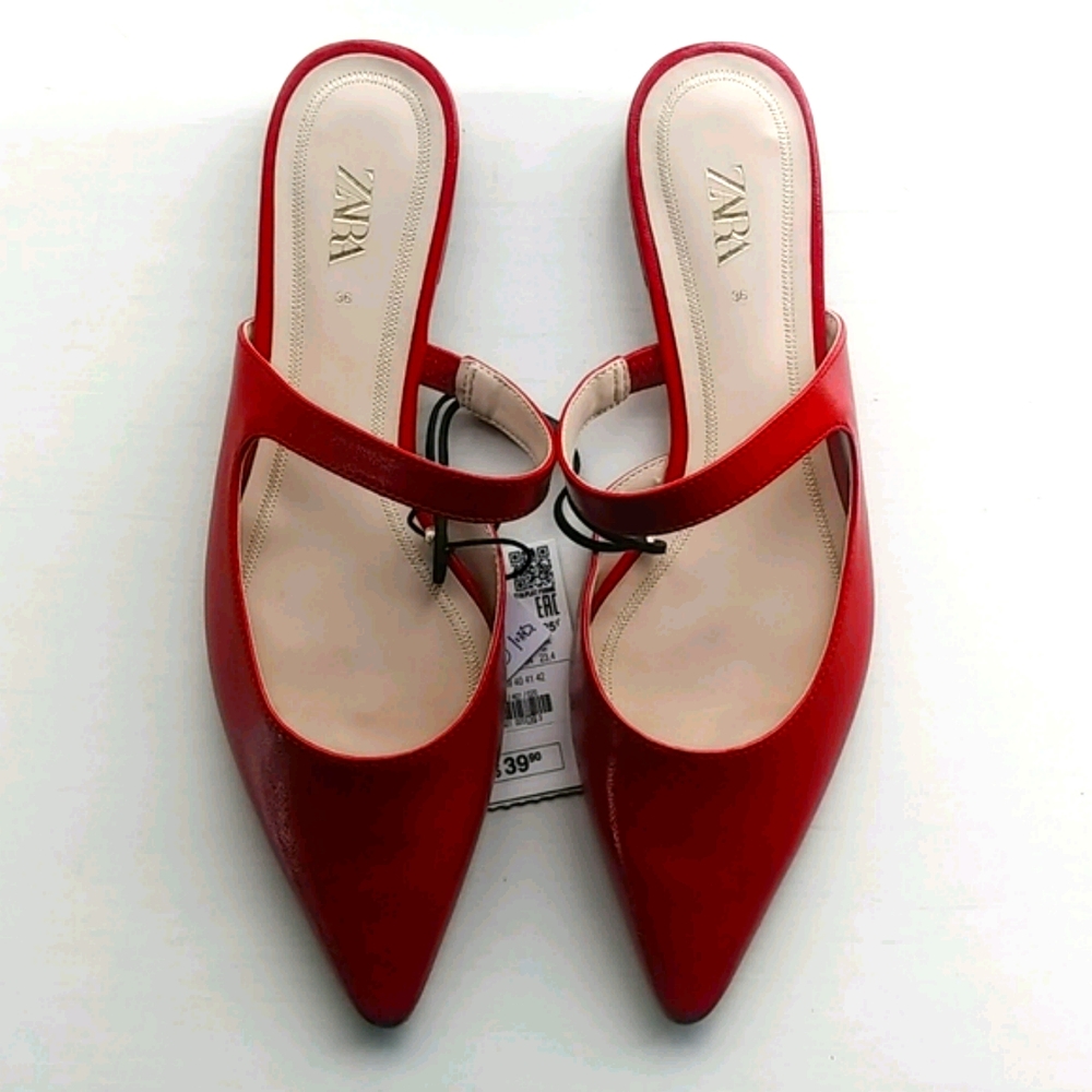 Zara Pointed Flat Mary Jane Slip On - 6/6.5